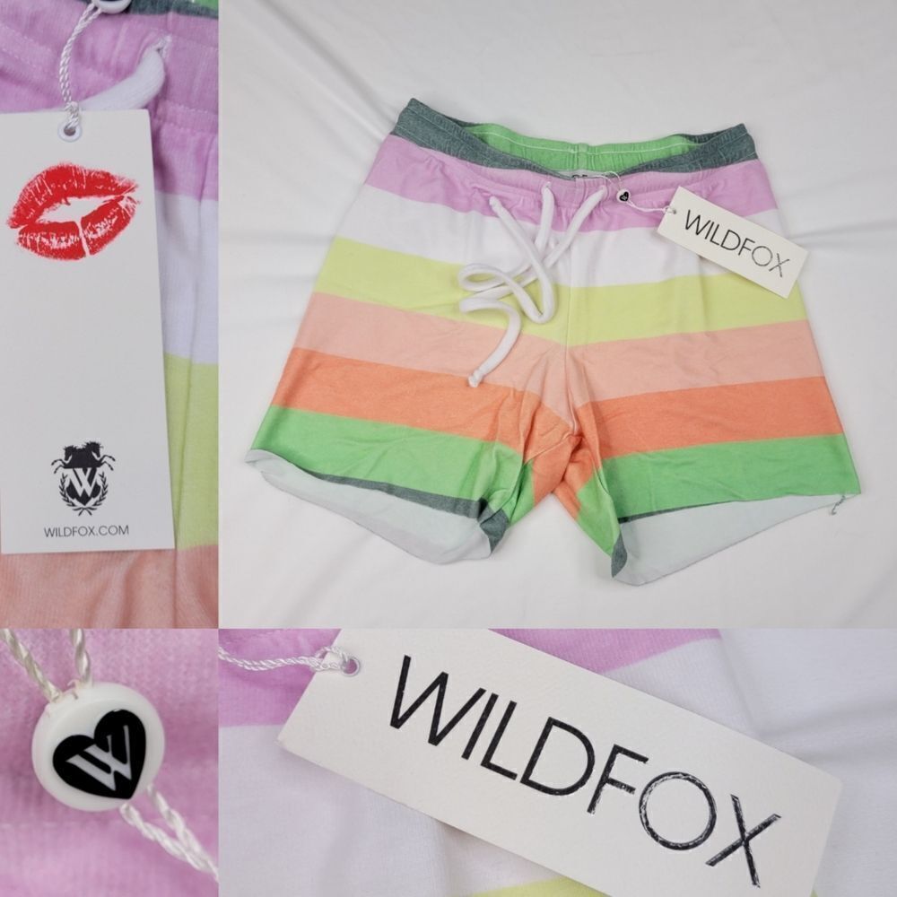 NEW XS WILDFOX Sorbet Stripe DRAWSTRING SOFT SHORTS ex small NORDSTROM NWT